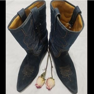 Unique VTG Suede & Denim Cowboy Boots